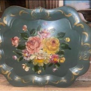 5 piece hand painted vintage trays